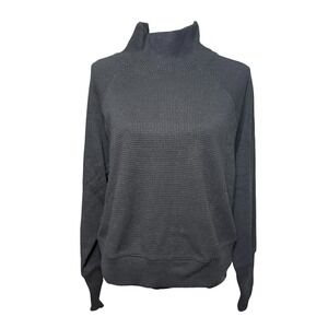 Alo Waffle Weekend Escape Mock Neck Black Thermal Top Medium